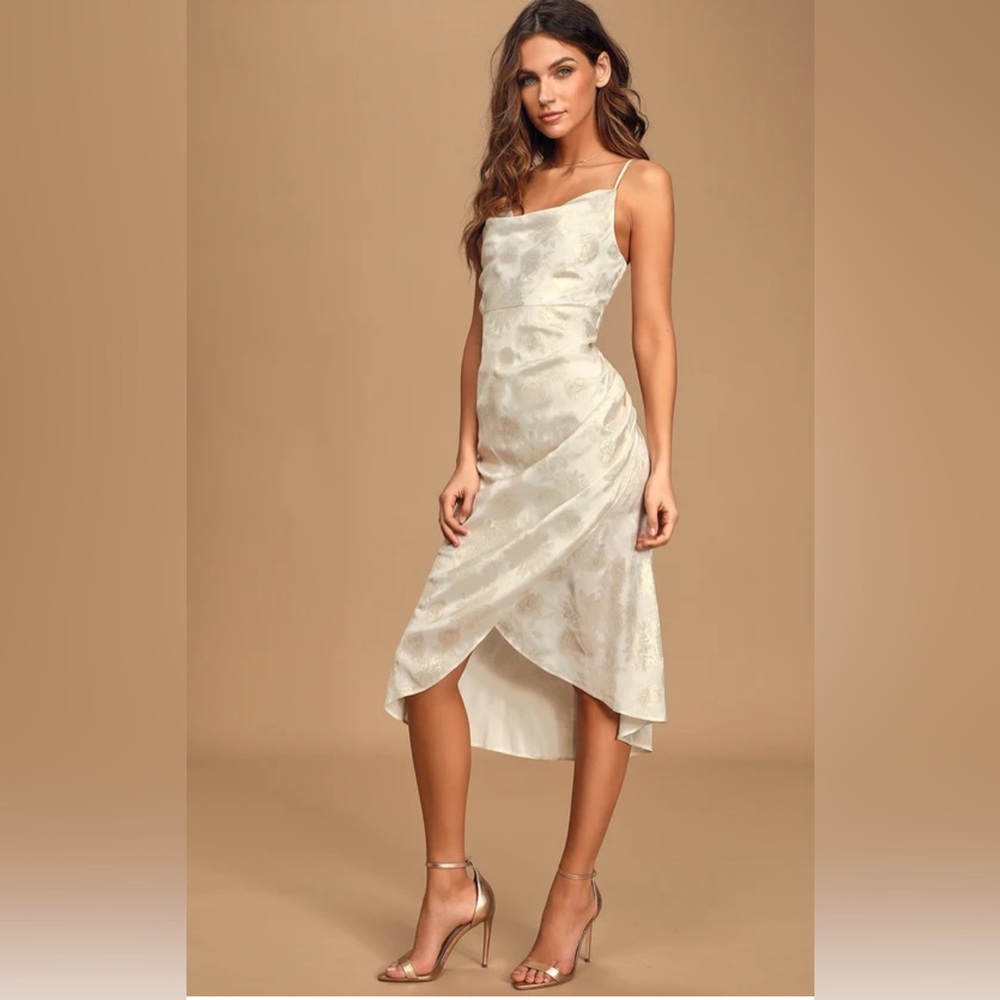 LuLus White Cowl Neck Slip Dress Sz Large NWT’s